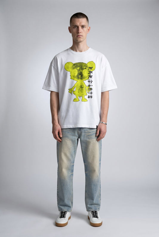 White male model wearing front view — RARILETO Panda Classic Tee