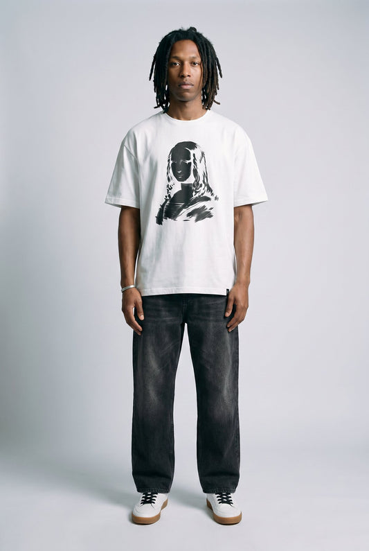 White male model wearing front view — RARILETO Monalisa Classic Tee