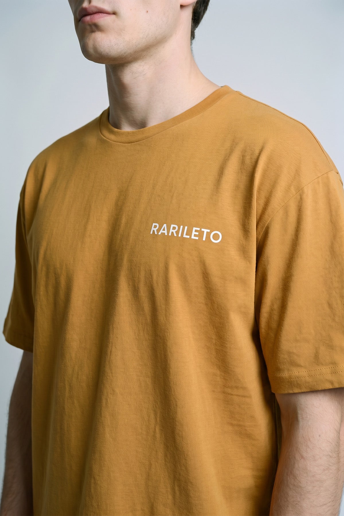 Camel close-up graphic print detail — RARILETO Left Logo Classic Tee