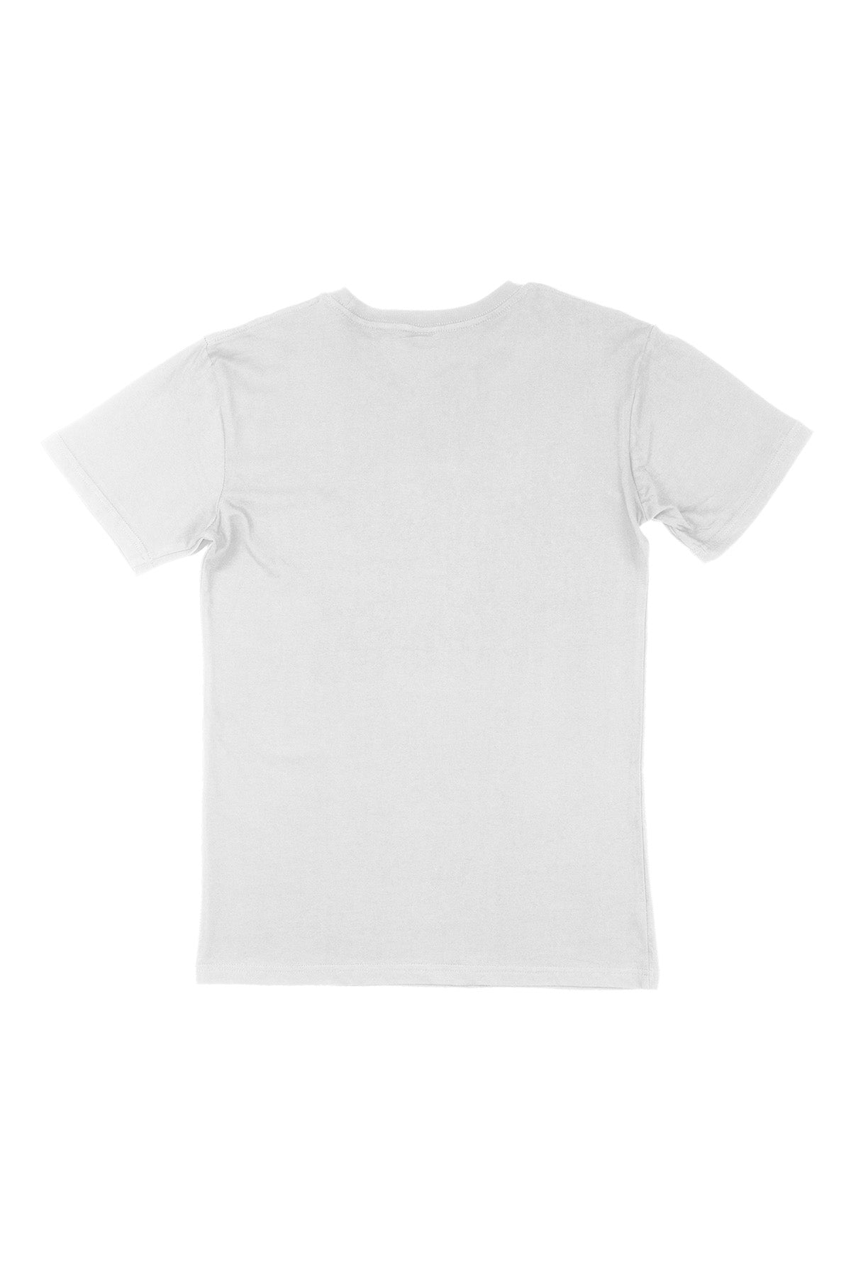 White graphic tee back flat lay — RARILETO Cat Eyes Classic Tee