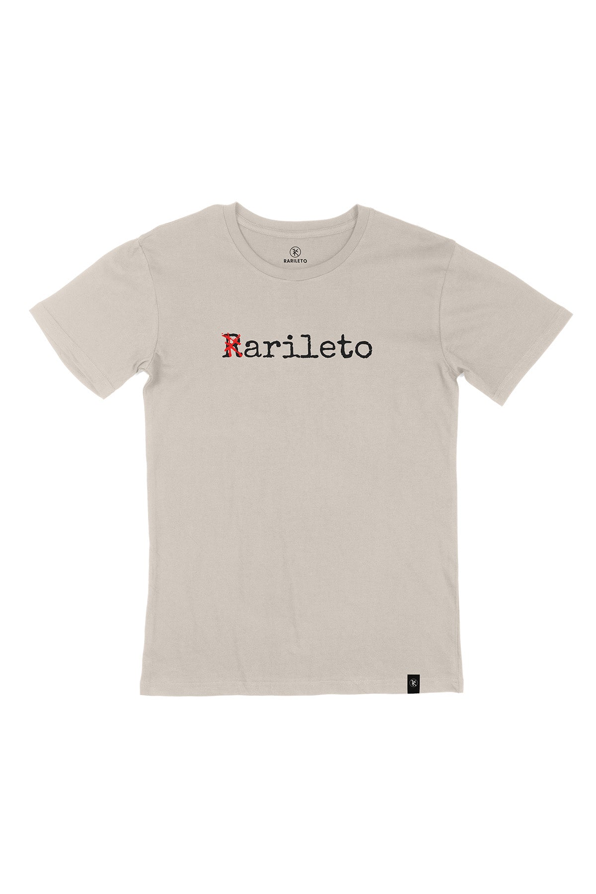 Ecru graphic tee front flat lay — RARILETO Special Classic Tee