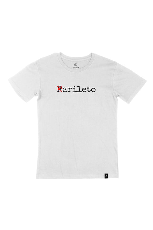 White graphic tee front flat lay — RARILETO Special Classic Tee