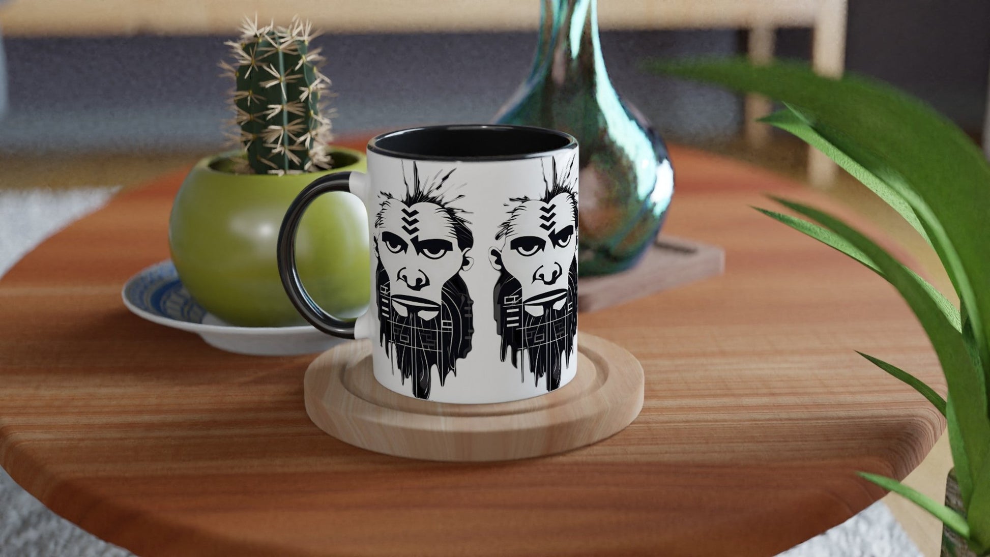 ANCIENT TRIBAL CAVEMAN Mug with Color Inside - Rarileto