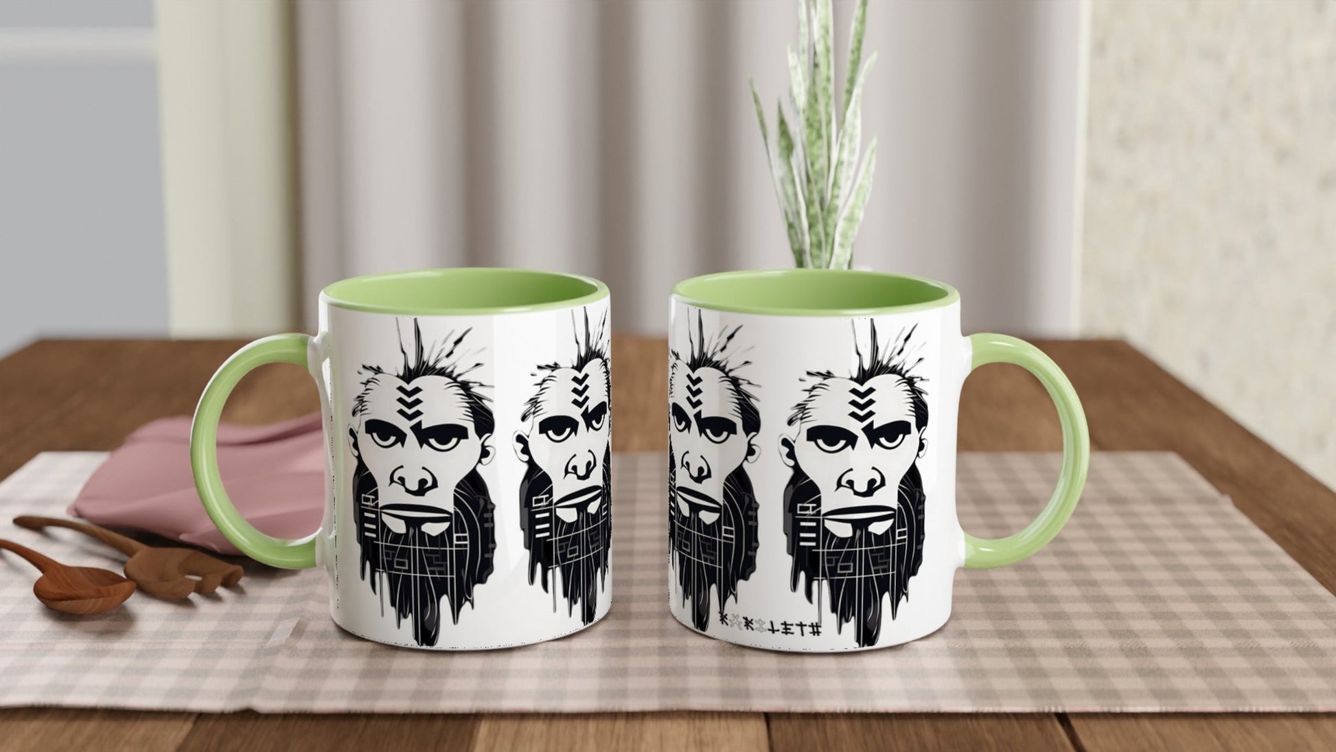 ANCIENT TRIBAL CAVEMAN Mug with Color Inside - Rarileto