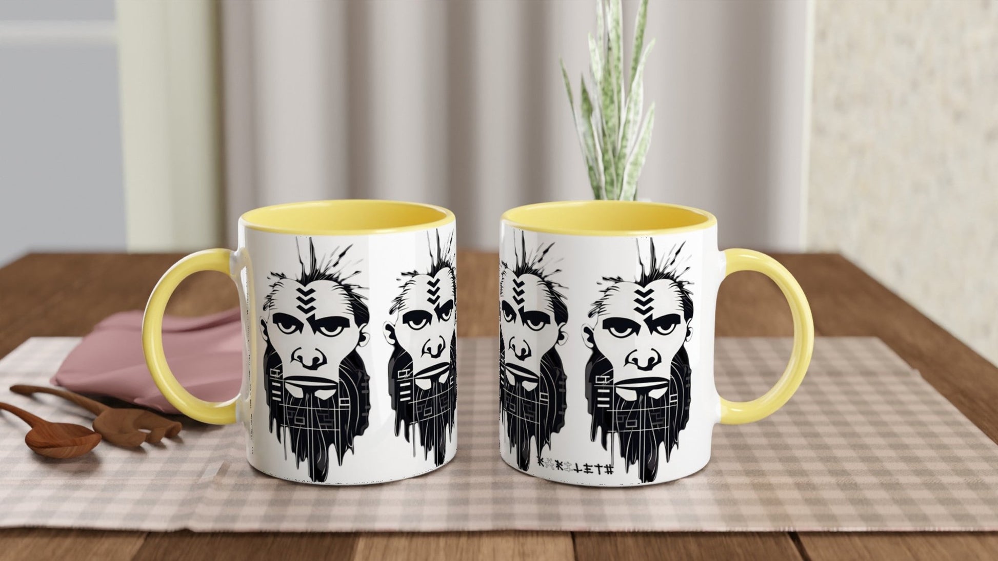 ANCIENT TRIBAL CAVEMAN Mug with Color Inside - Rarileto