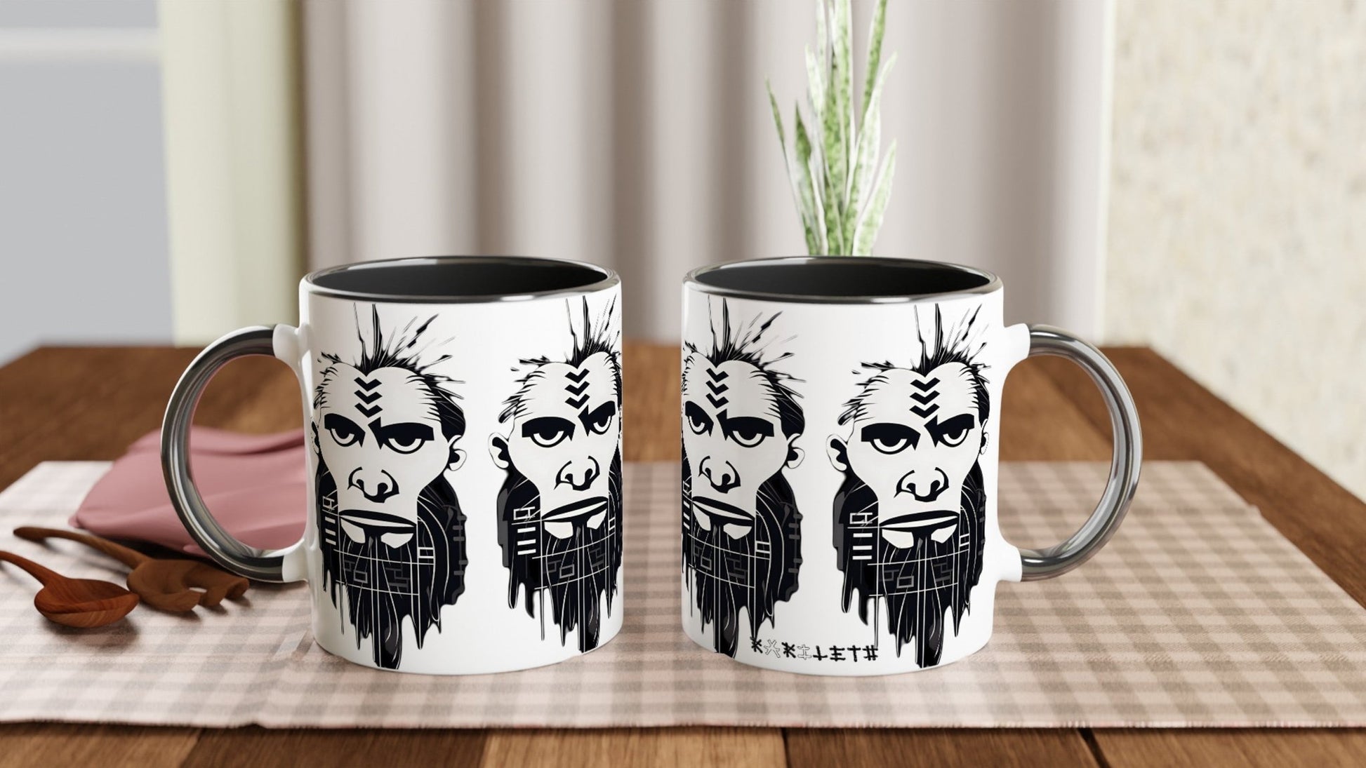 ANCIENT TRIBAL CAVEMAN Mug with Color Inside - Rarileto