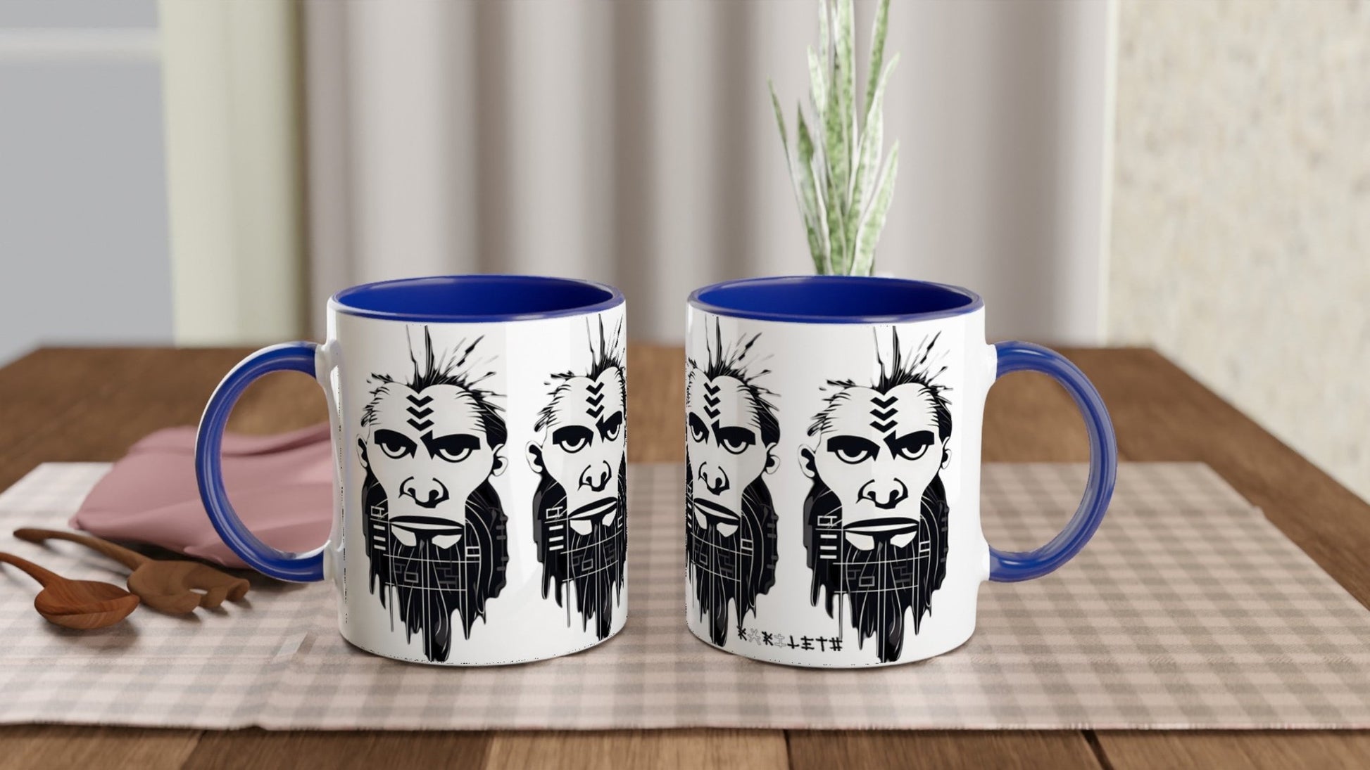 ANCIENT TRIBAL CAVEMAN Mug with Color Inside - Rarileto