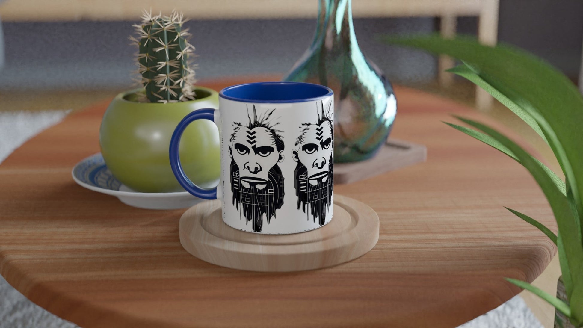 ANCIENT TRIBAL CAVEMAN Mug with Color Inside - Rarileto