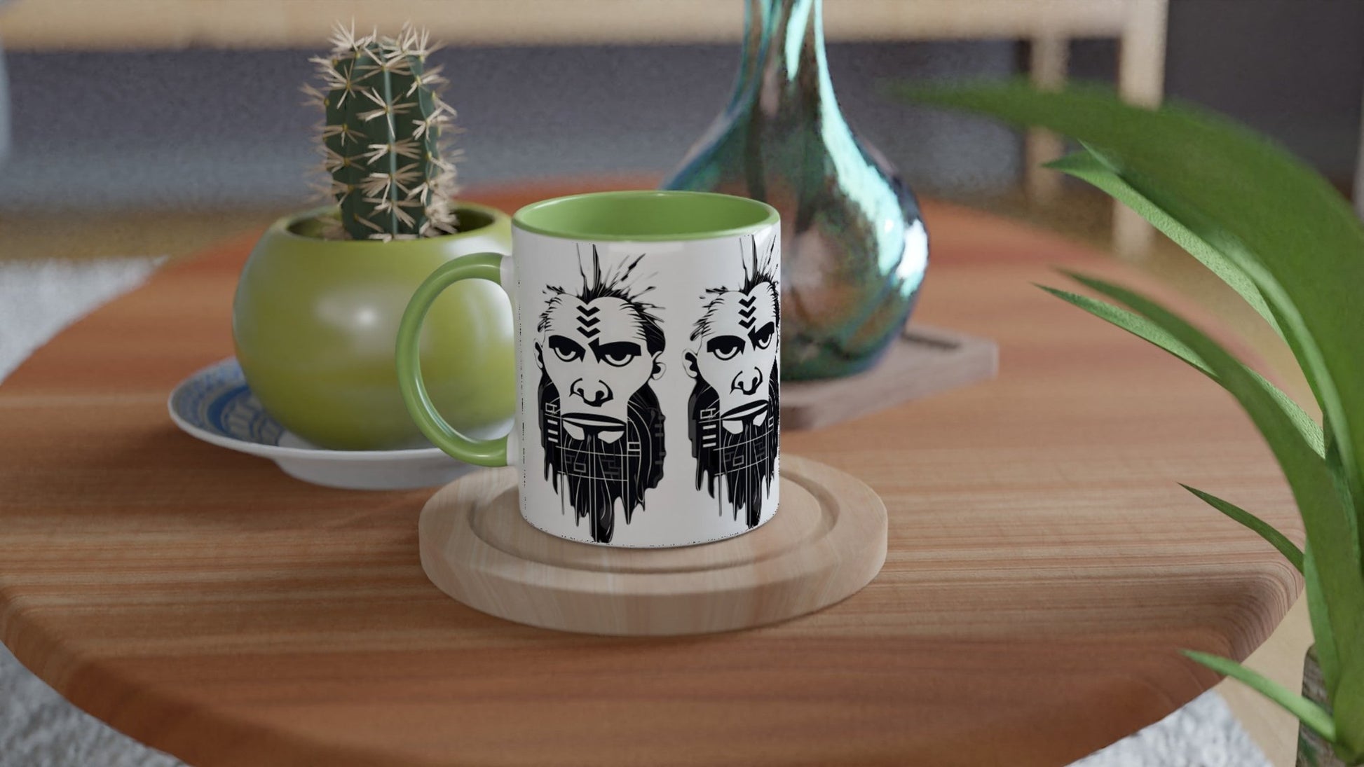 ANCIENT TRIBAL CAVEMAN Mug with Color Inside - Rarileto