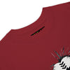 ANCIENT TRIBAL CAVEMAN Premium Heavyweight T-Shirt in Brick Red - Rarileto - Front Neck Details
