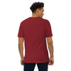 Brick Red back View of ANCIENT TRIBAL CAVEMAN Premium Heavyweight T-Shirt on Model