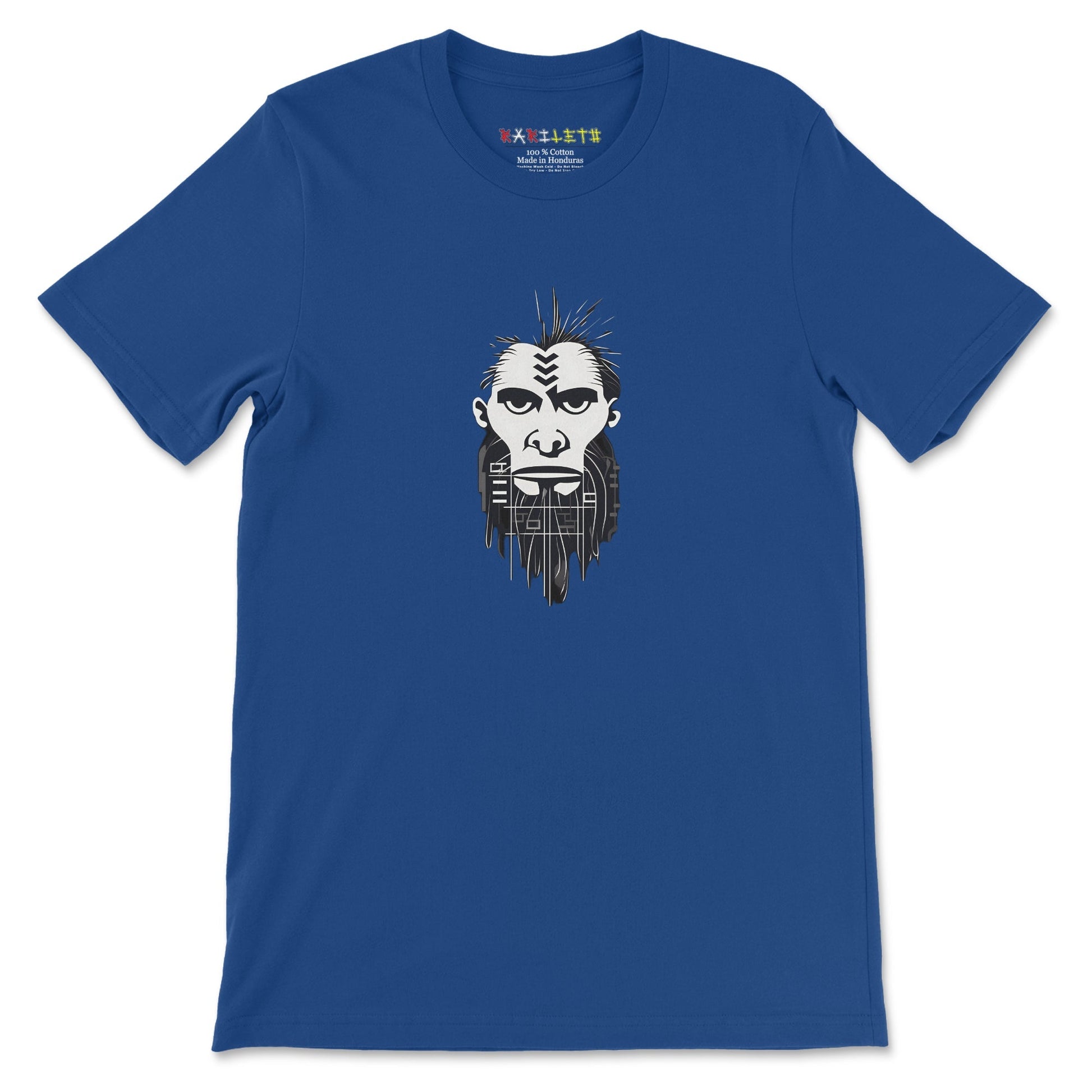 ANCIENT TRIBE CAVEMAN Premium Crewneck T-Shirt in Royal - Rarileto - Front
