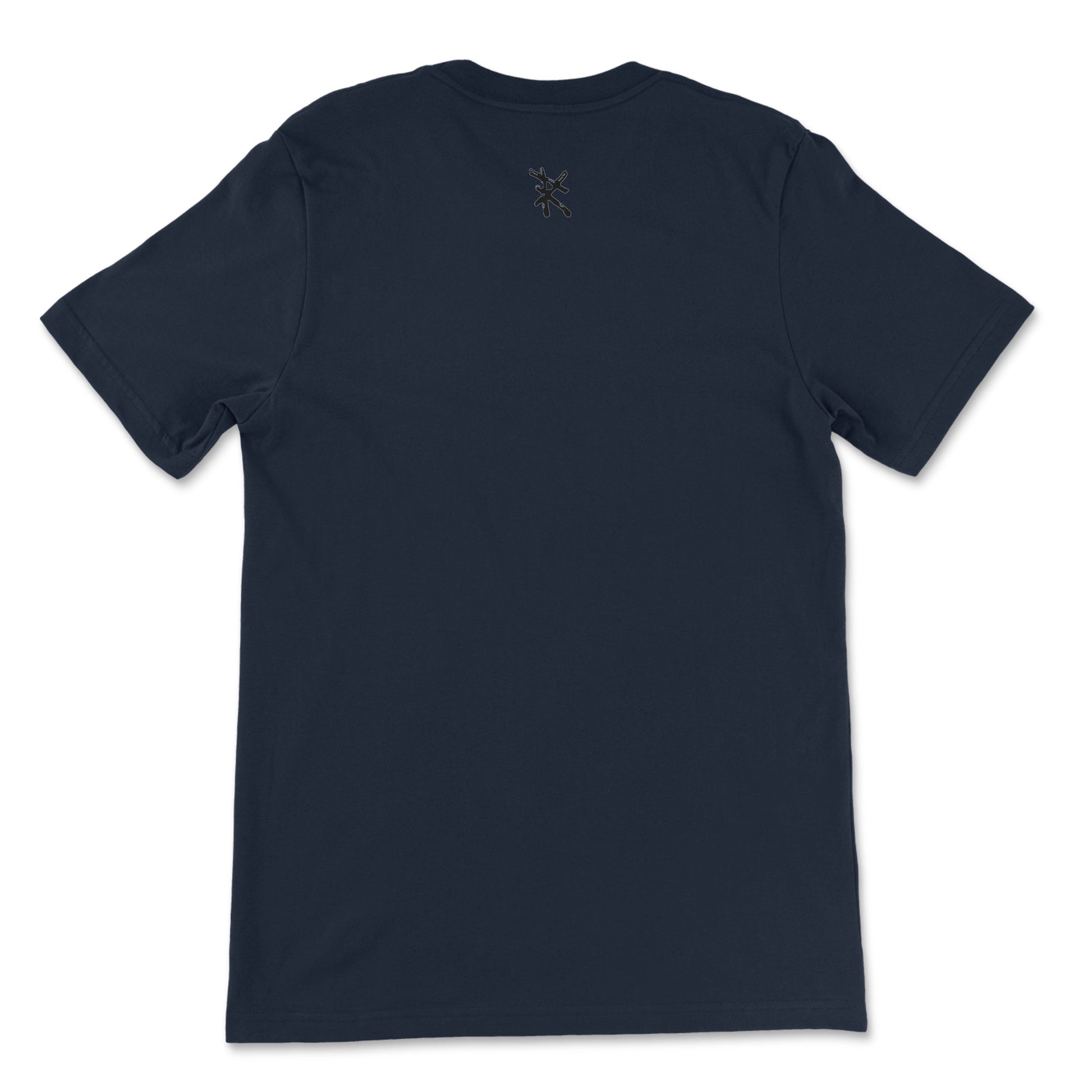 ANCIENT TRIBE CAVEMAN Premium Crewneck T-Shirt in Navy - Rarileto - Back





