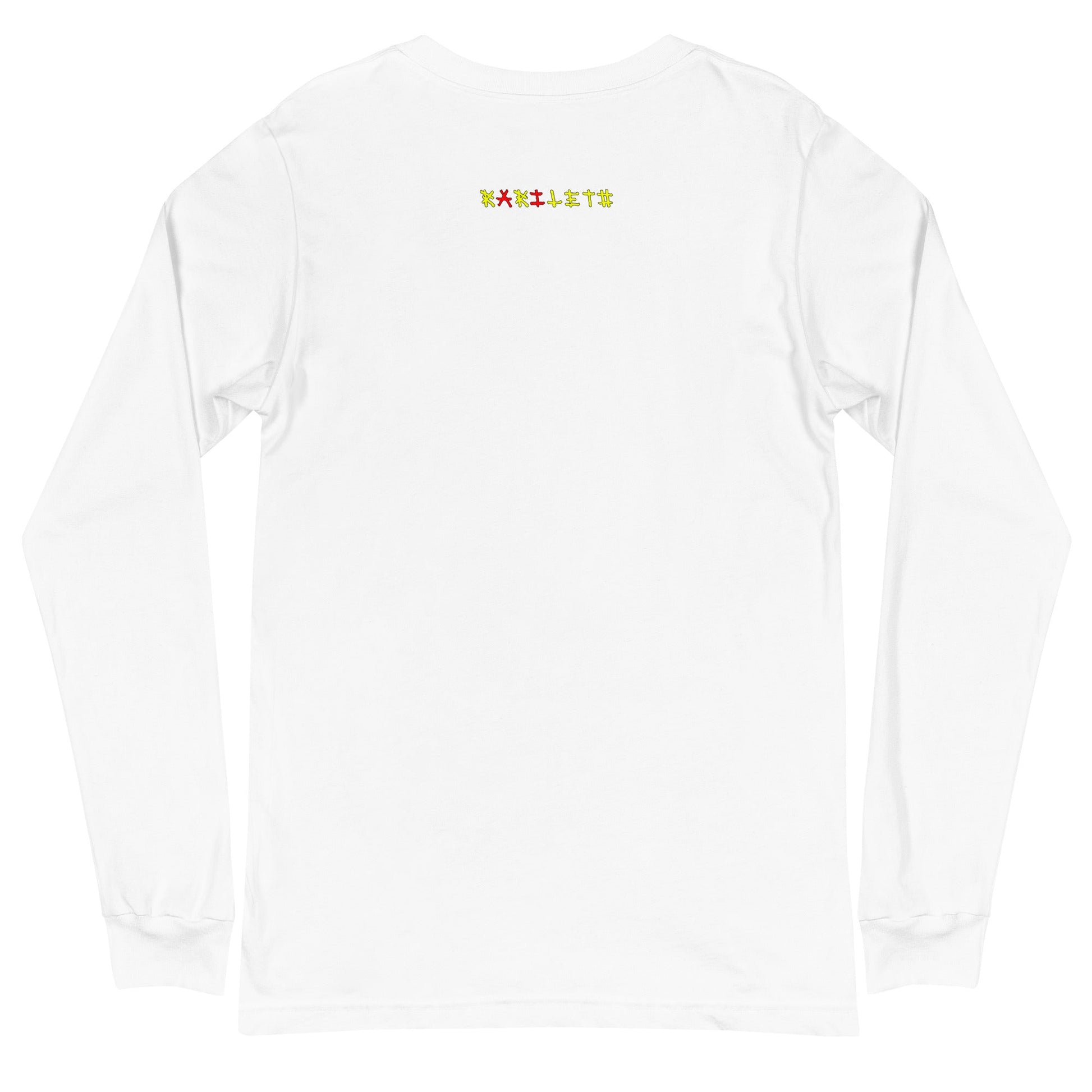 Back White: ANGEL ROBOTS Long Sleeve Tee in White - Back View