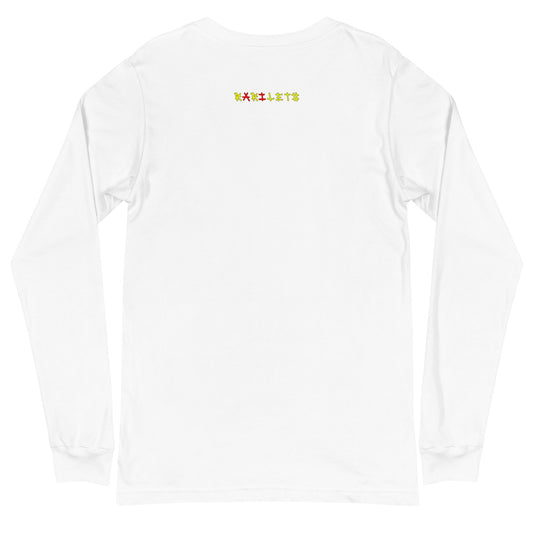 Back White: ANGEL ROBOTS Long Sleeve Tee in White - Back View