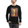 Front View on Model Black: ANGEL ROBOTS Long Sleeve Tee in Black - Front View on Model