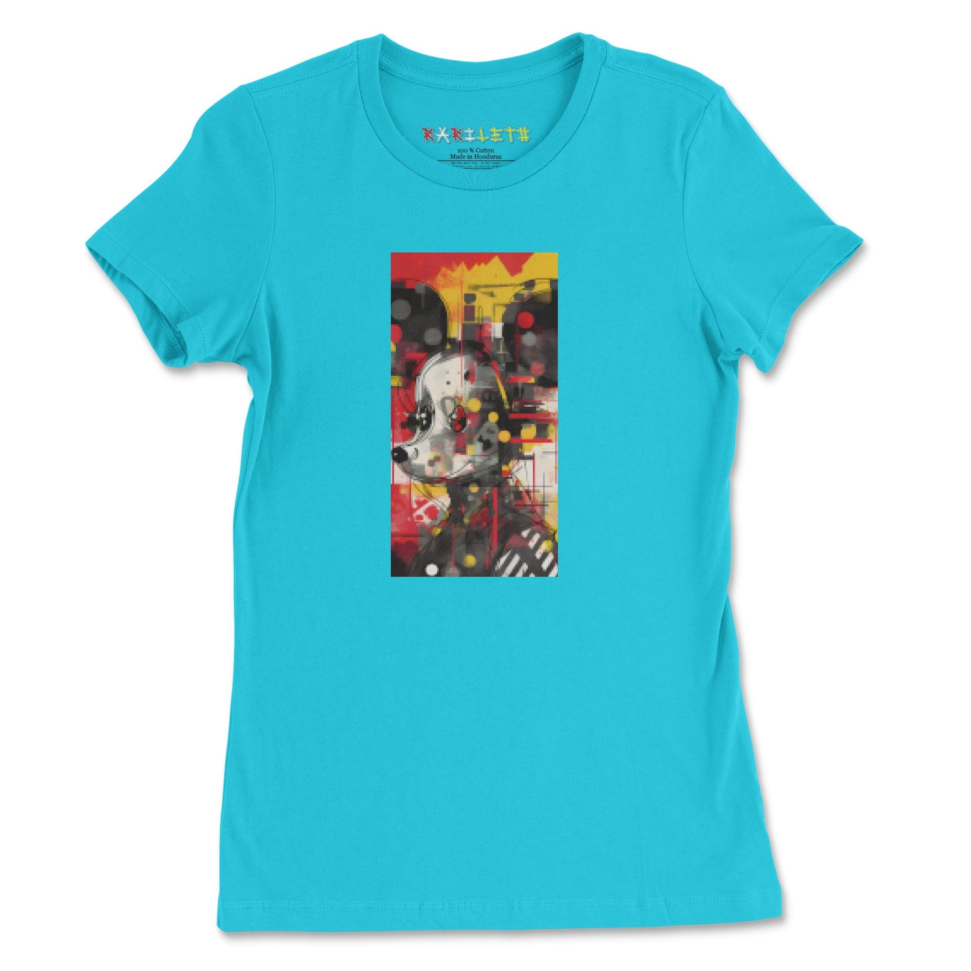 ANIME MOUSE Premium Crewneck Tee in Turquoise - Rarileto - Front View