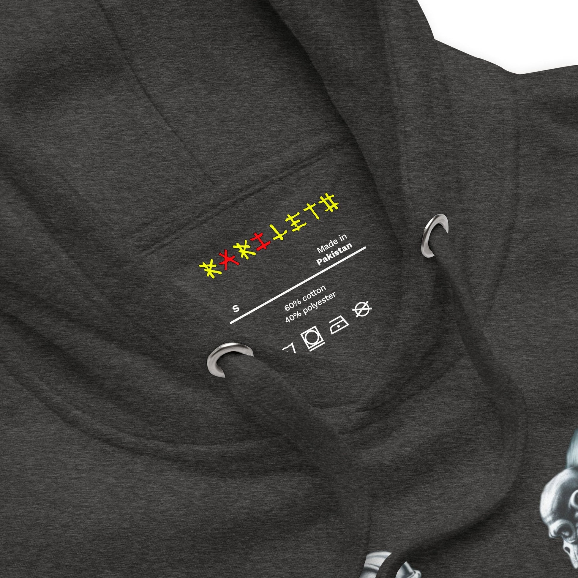 APE CHESS Hoodie in Charcoal Heather - Rarileto - Neck Front View Close Up