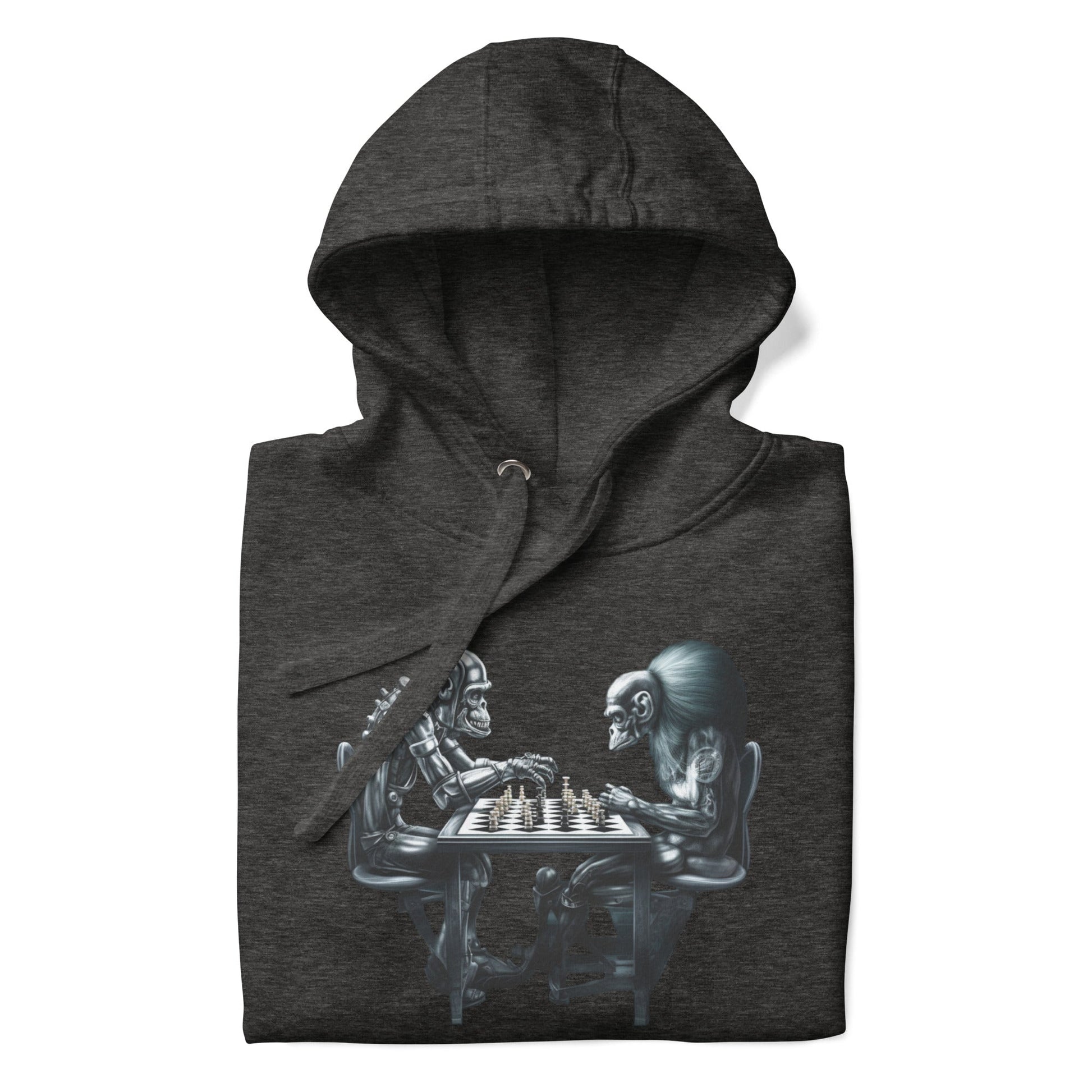 APE CHESS Hoodie in Charcoal Heather - Rarileto - Folded Front View