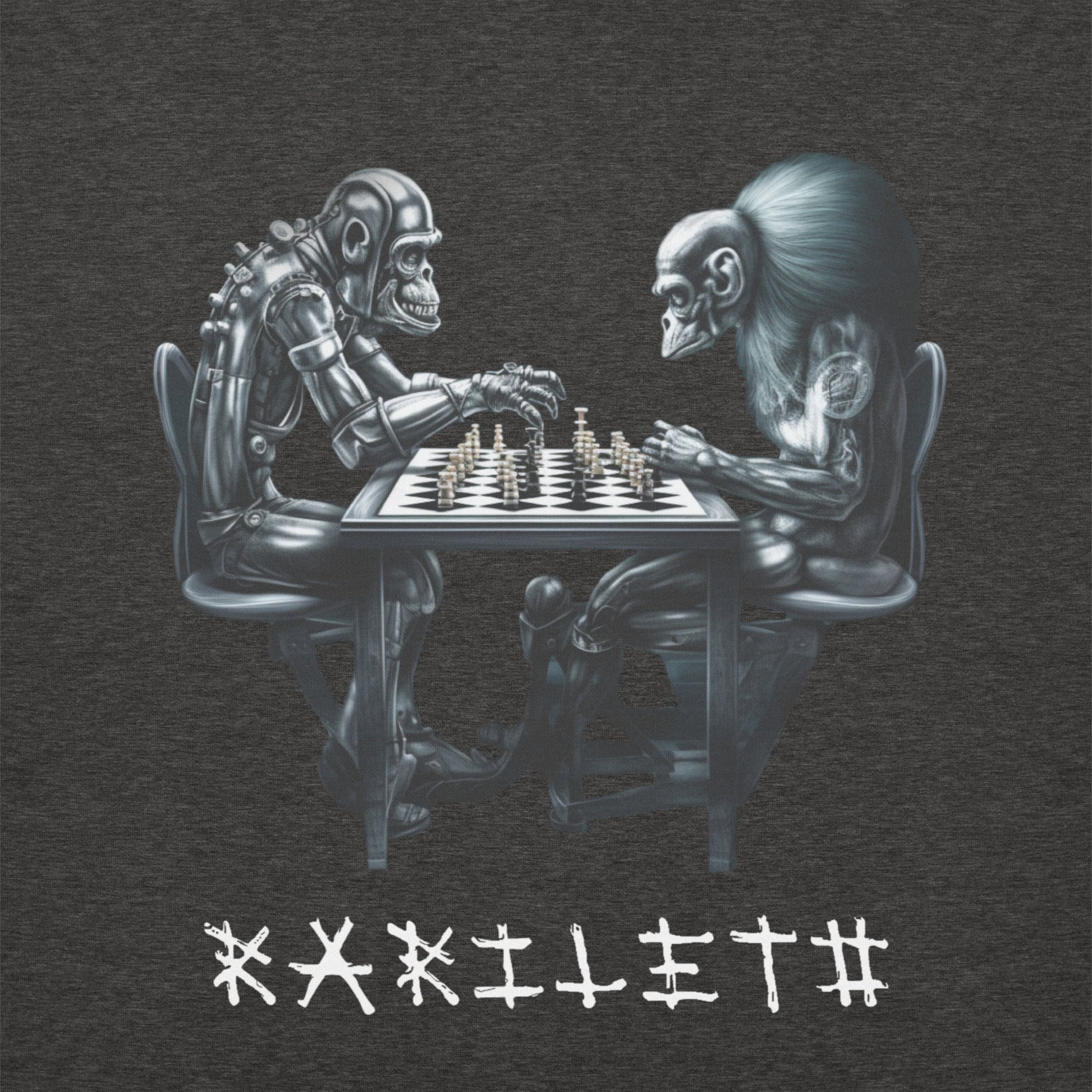 APE CHESS Hoodie in Charcoal Heather - Rarileto - Design Front View