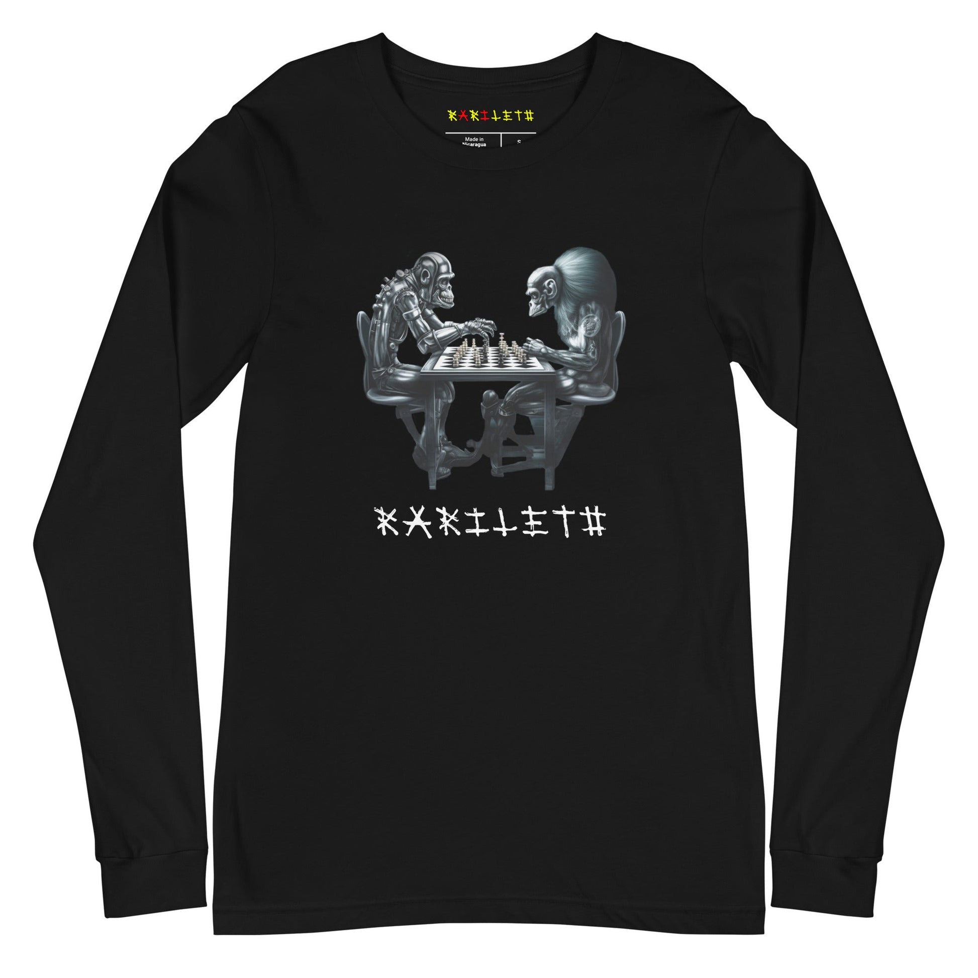 Front Black: APES VS. KINGS Long Sleeve Tee in Black - Front View