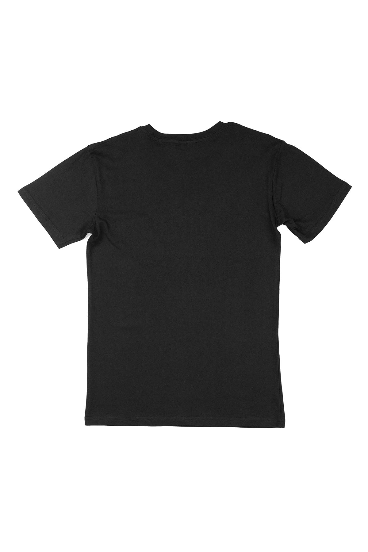 Black graphic tee back flat lay — RARILETO Left Logo Classic Tee