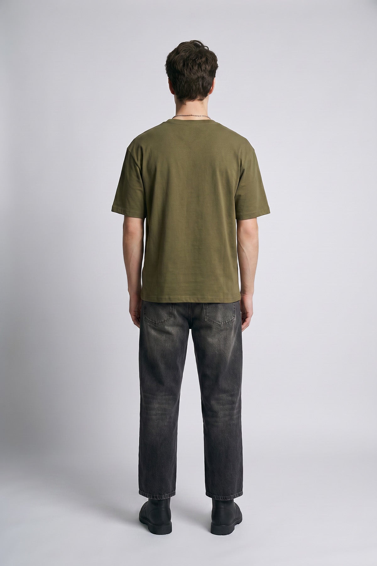Army male model back view — RARILETO Logo Classic Tee