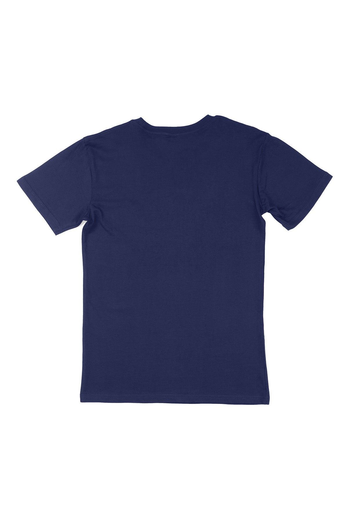 Navy graphic tee back flat lay — RARILETO Left Logo Classic Tee