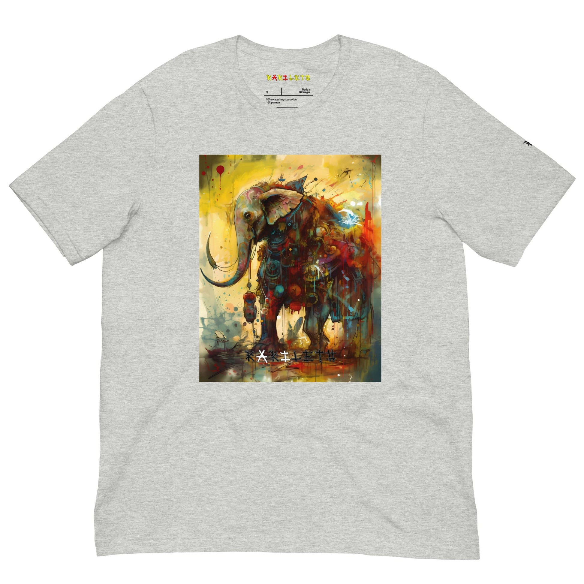 Athletic Heather Front View of BAROQUE ELEPHANT DESIGN Premium Crewneck T-Shirt