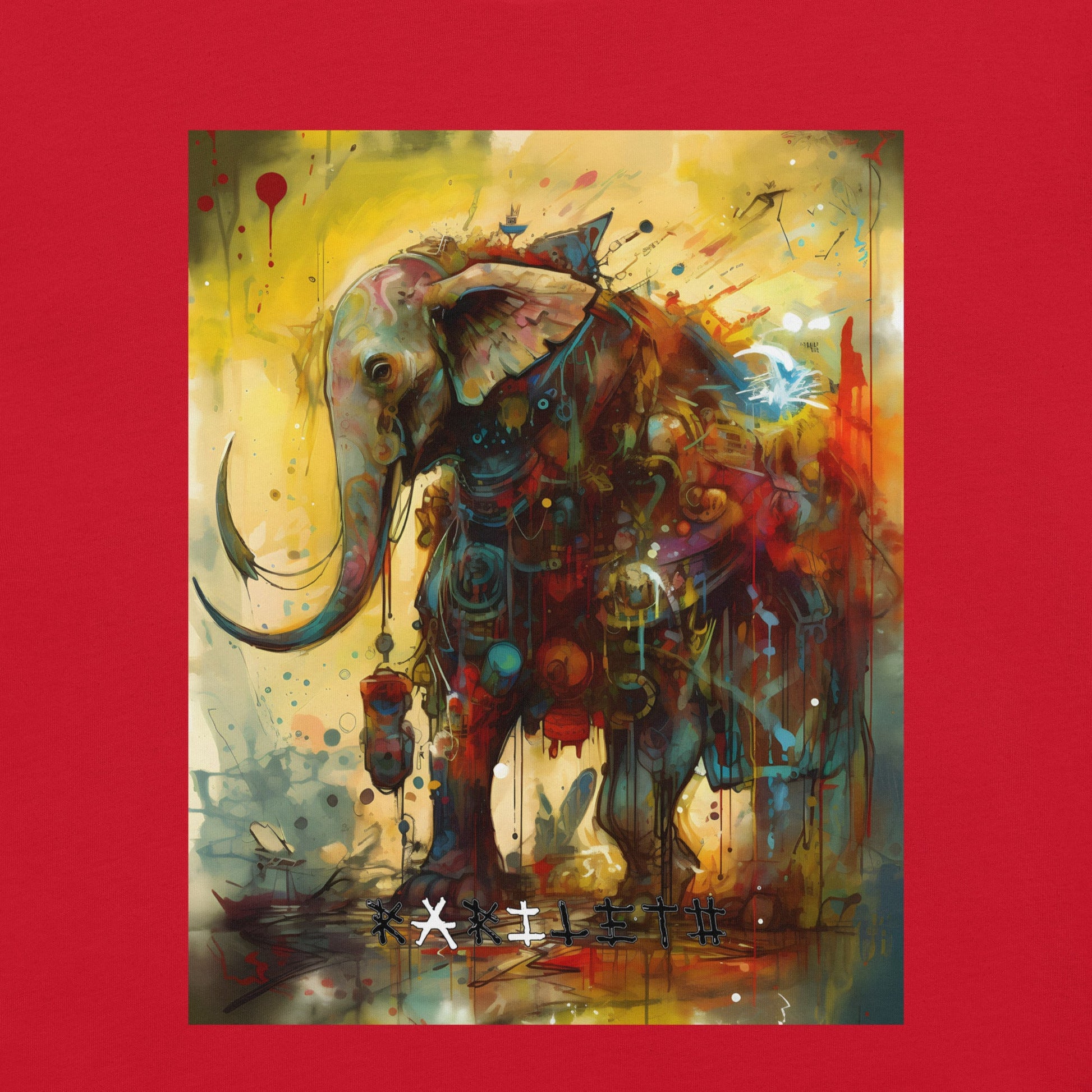 Red Design View of BAROQUE ELEPHANT DESIGN Premium Crewneck T-Shirt