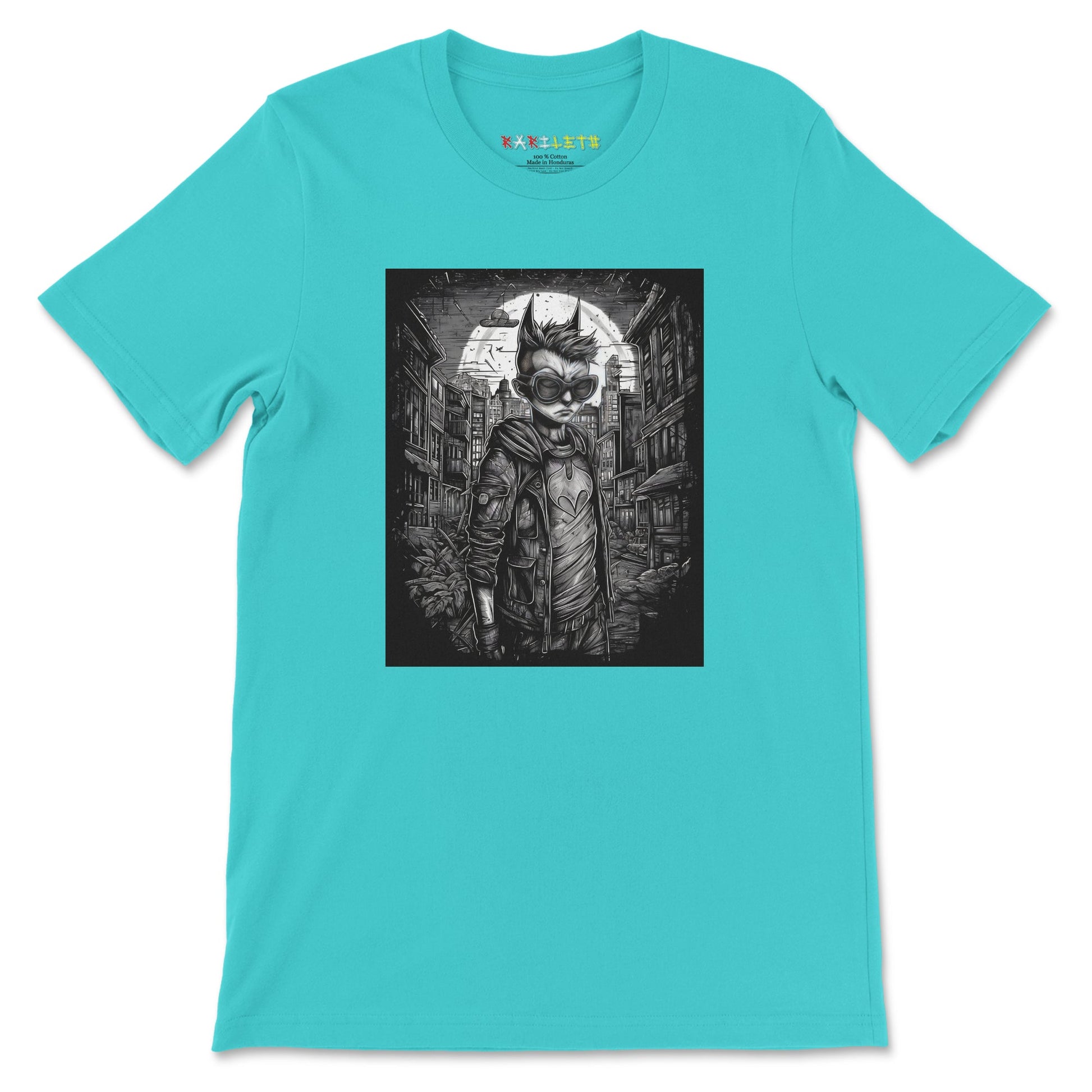 Front Teal: BAT BOY Premium Crewneck T-Shirt in Teal