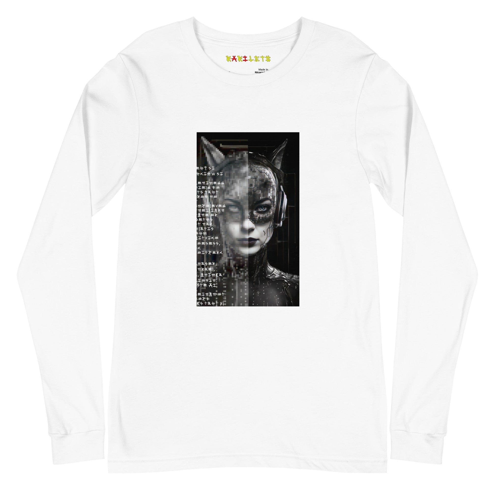 Front White: BATGIRL 2050 Long Sleeve Tee in White - Front View

