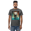 BIG & SMALL CATS Classic T-Shirt in Dark Heather - Rarileto - Front View on Model