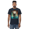 BIG & SMALL CATS Classic T-Shirt in Navy - Rarileto - Front View on Model