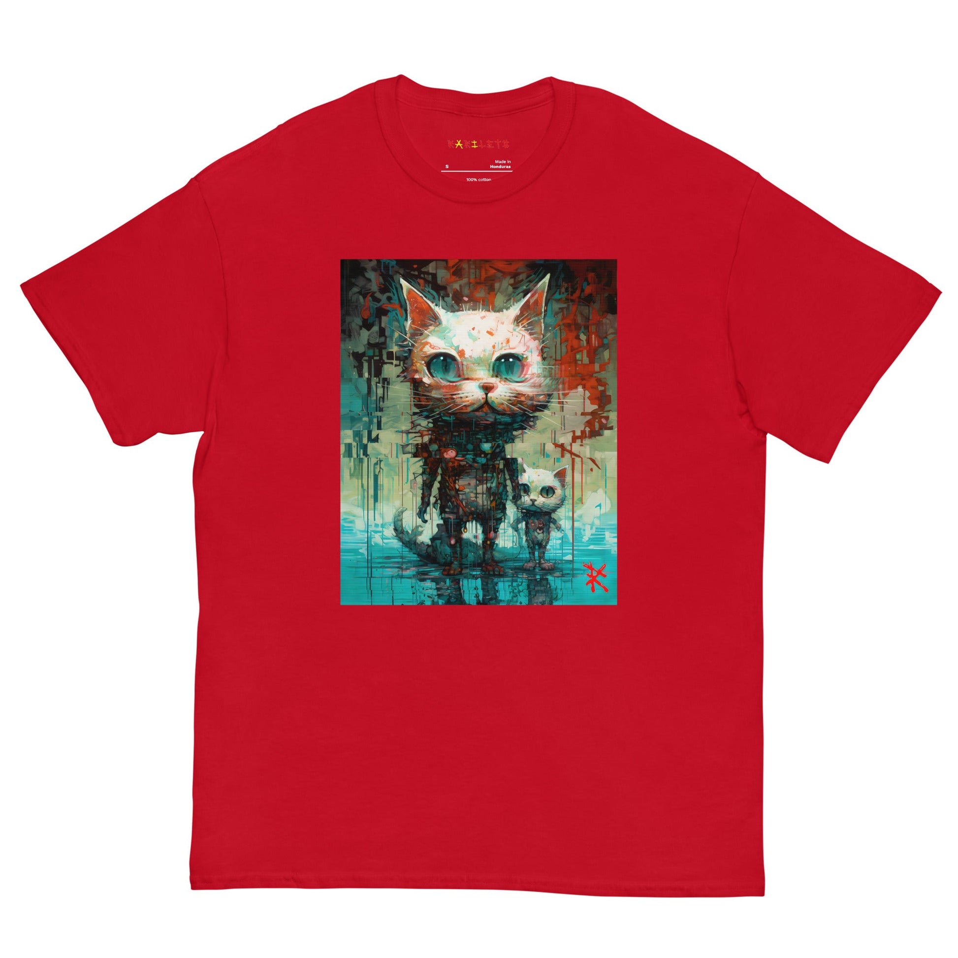 BIG & SMALL CATS Classic T-Shirt in Red - Rarileto - Front View