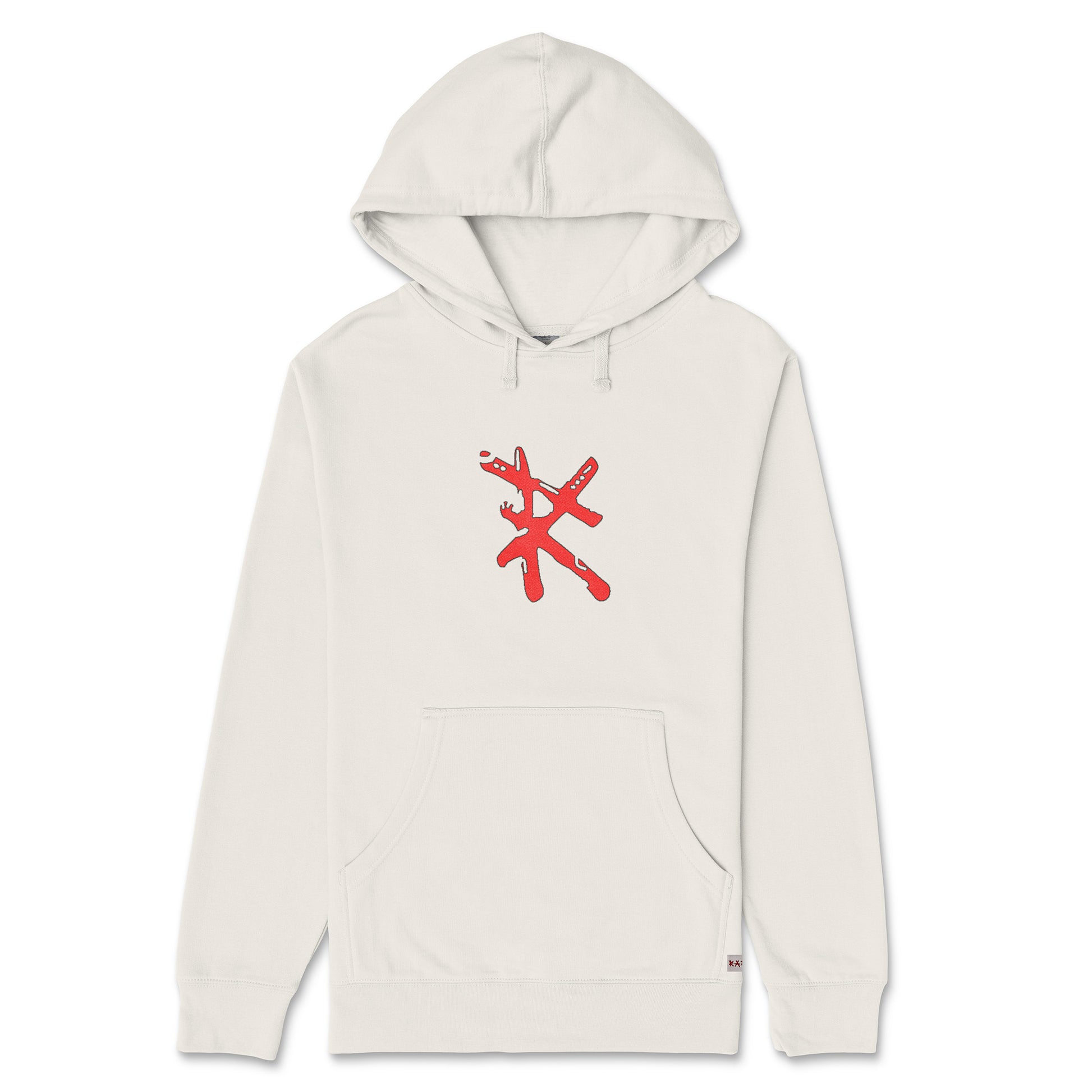 RARILETO Logo Hoodie in bone, front view showcasing minimalistic streetwear style. Rarileto