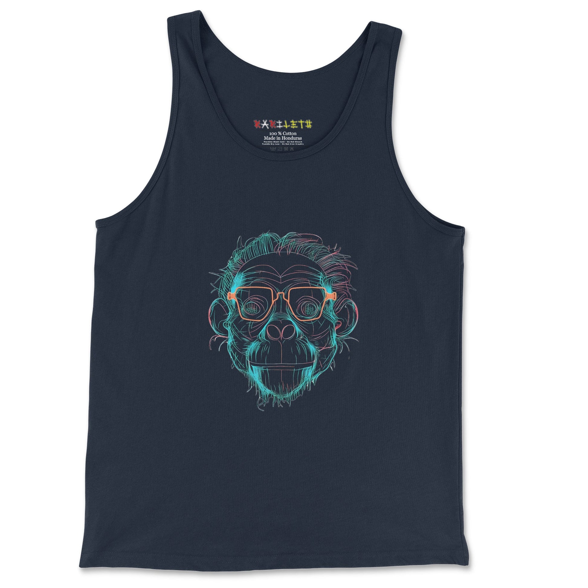 Front Navy: BRAINY APE Tank Top in Navy - Front View