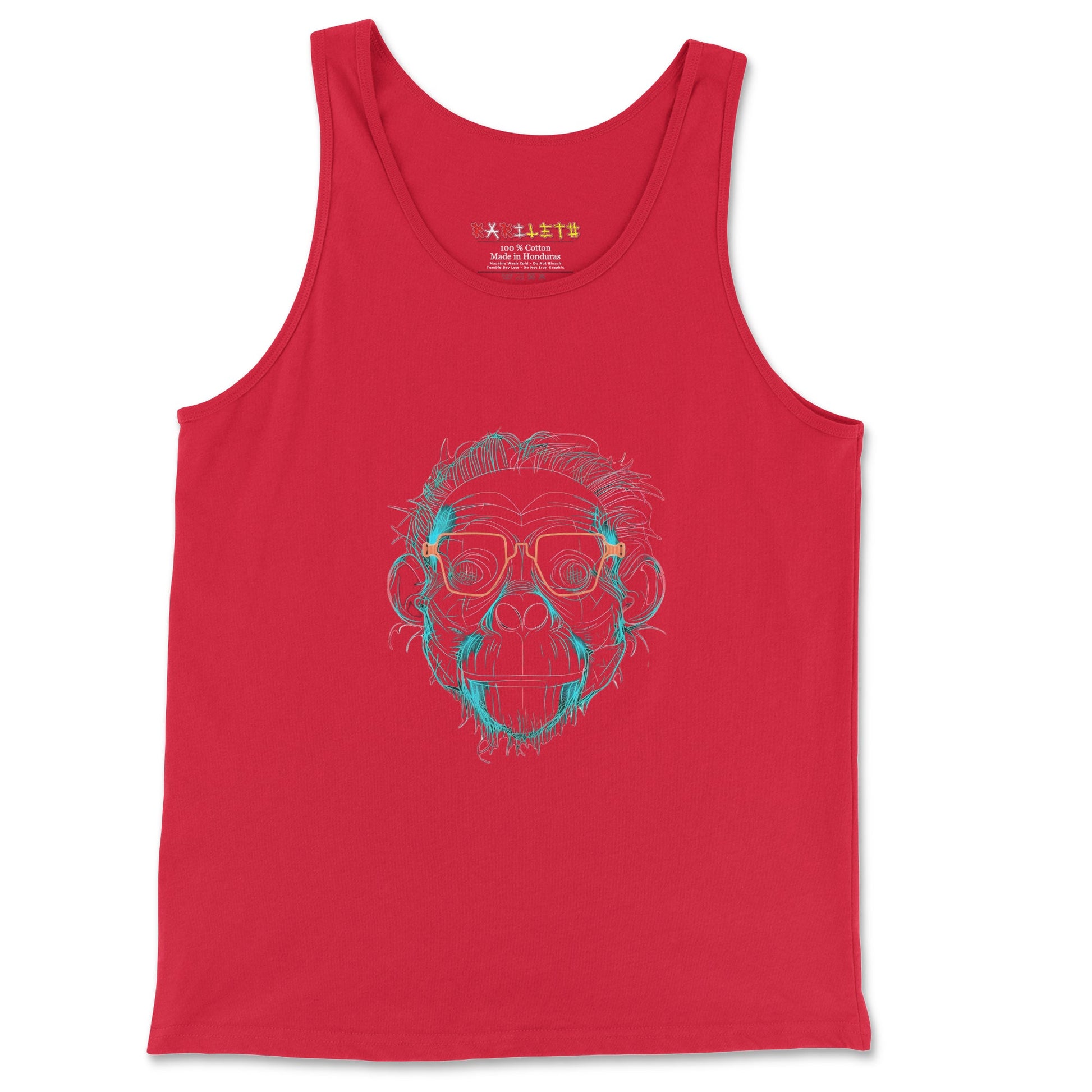 Front Red: BRAINY APE Tank Top in Red - Front View