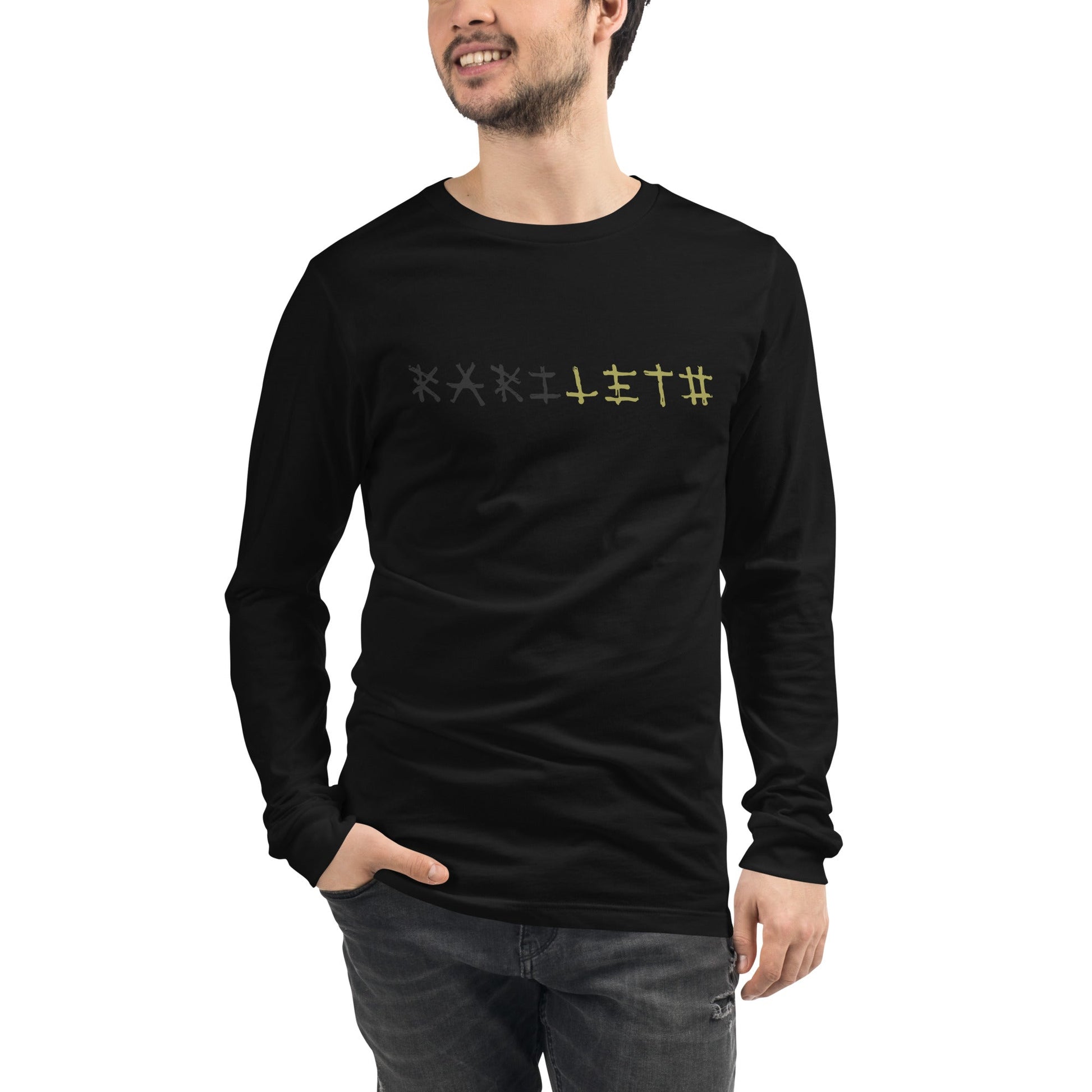 Front View on Model Black: BUTTERFLY DREAMS Long Sleeve Tee in Black - Front View on Model

