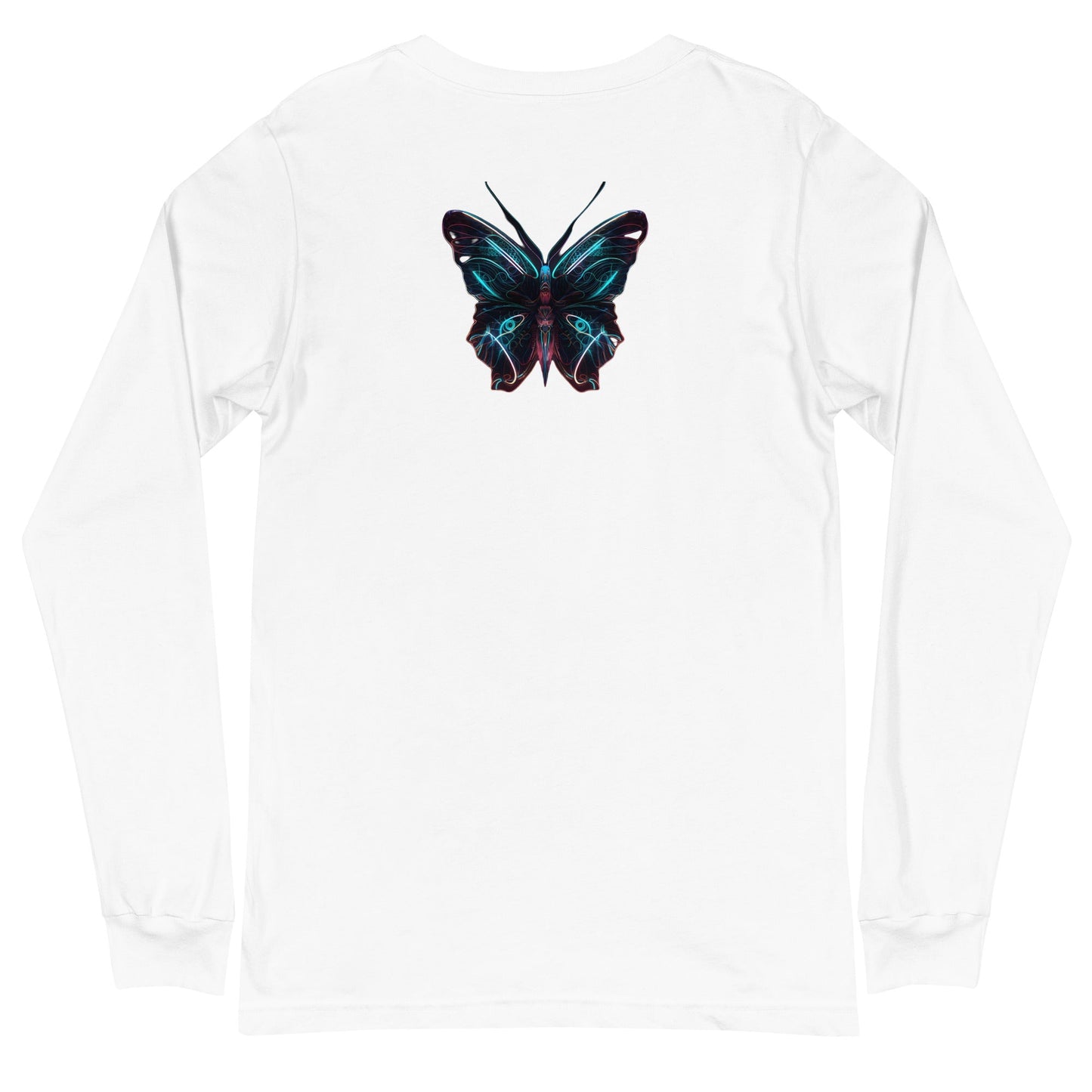 Back White: BUTTERFLY DREAMS Long Sleeve Tee in White - Back View

