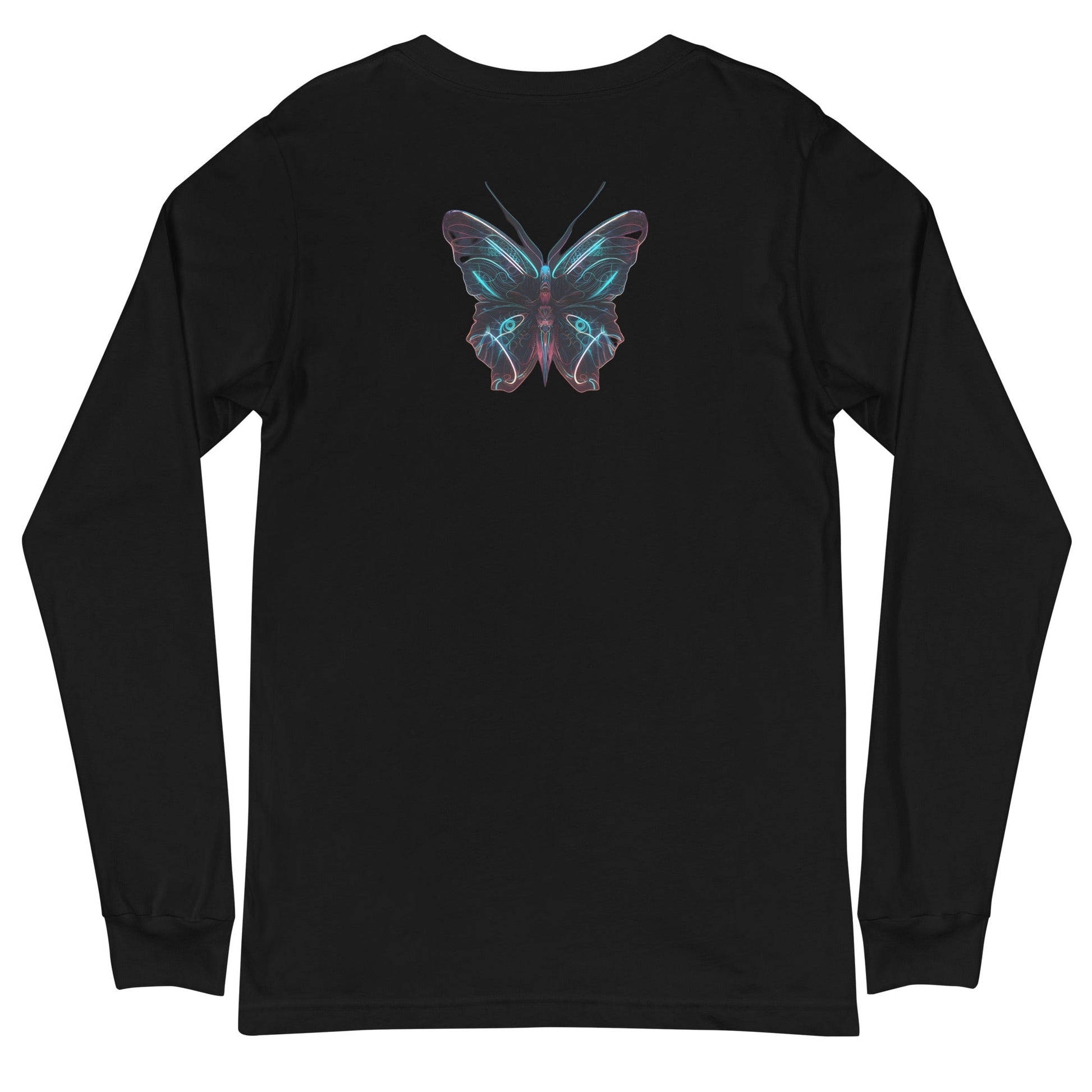 Back Black: BUTTERFLY DREAMS Long Sleeve Tee in Black - Back View

