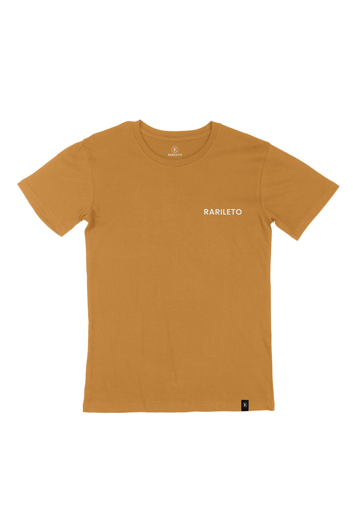 Camel graphic tee front flat lay — RARILETO Left Logo Classic Tee