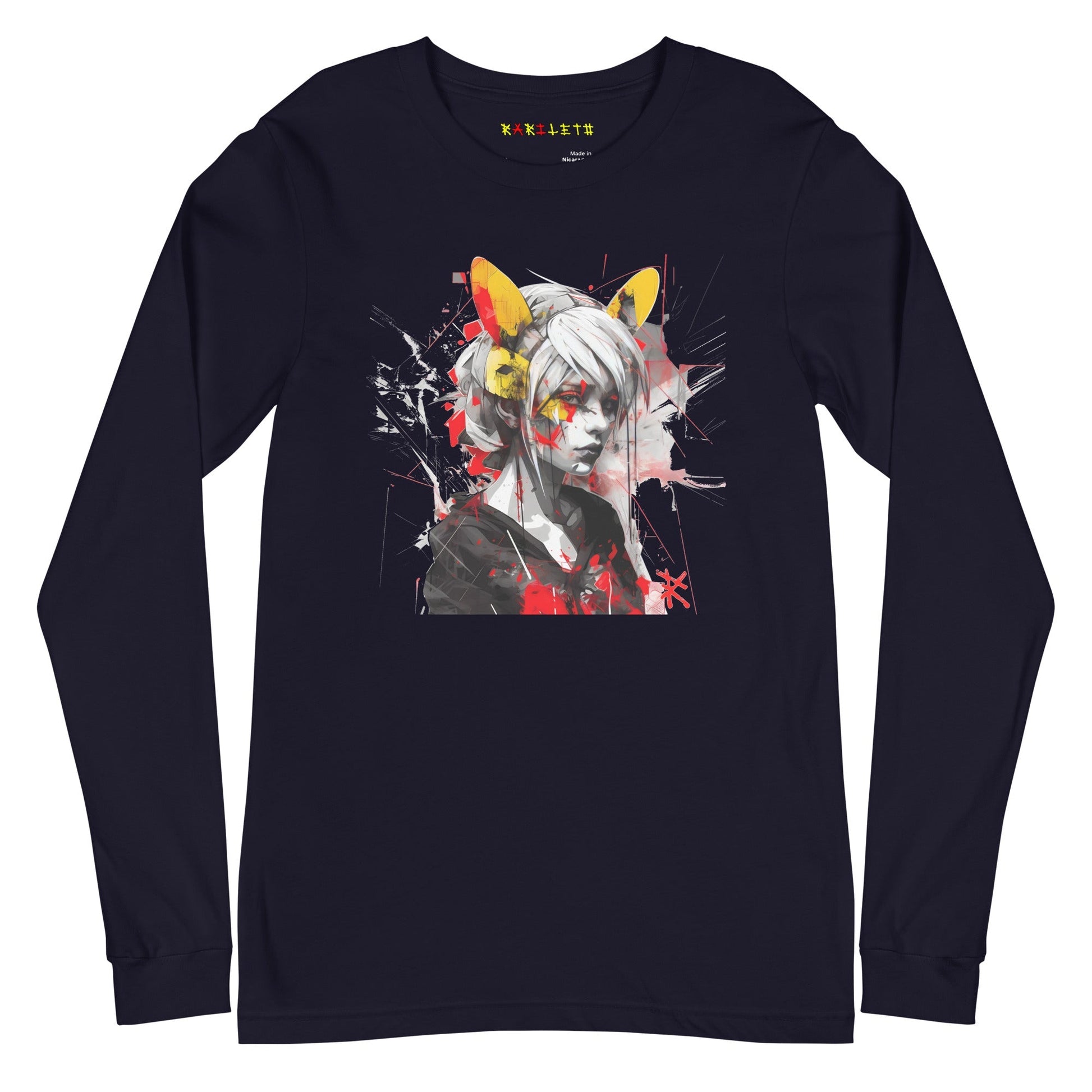 CAT COSPLAY Long Sleeve Tee in Navy - Rarileto - Front View