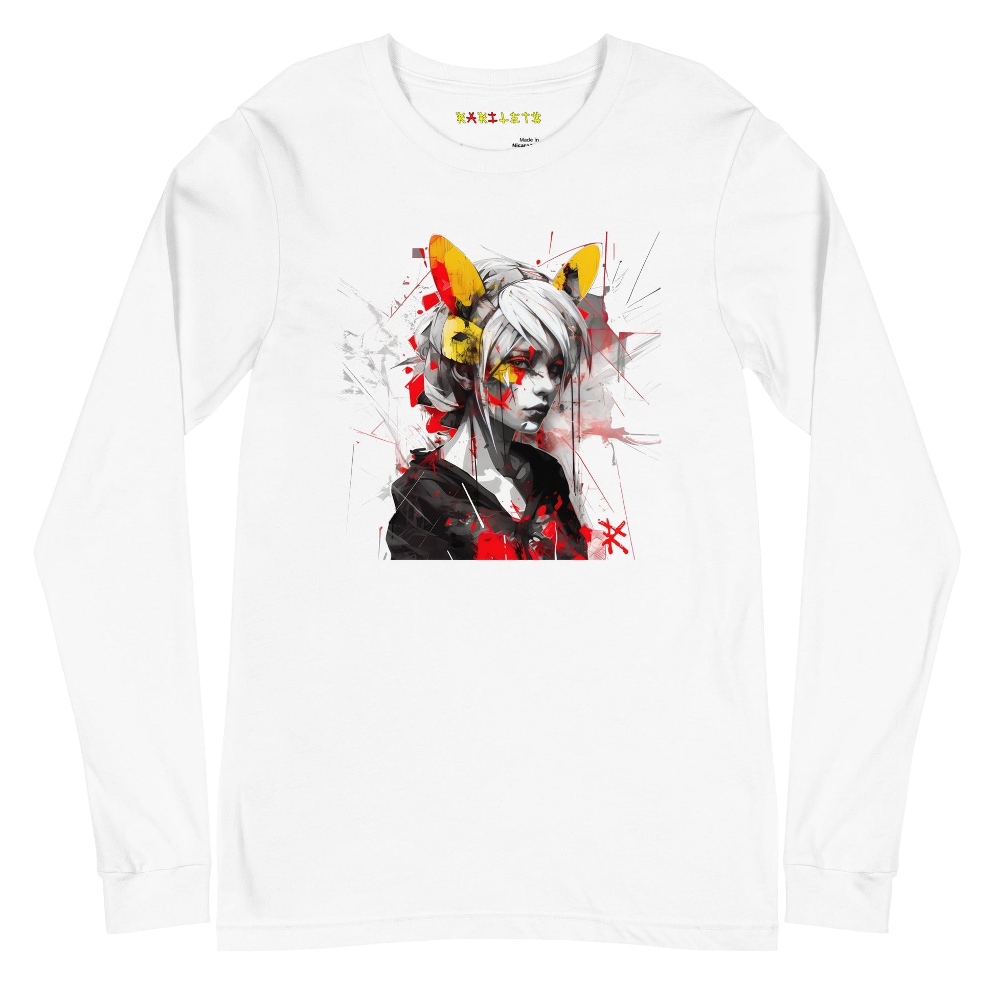 CAT COSPLAY Long Sleeve Tee in White - Rarileto - Front View