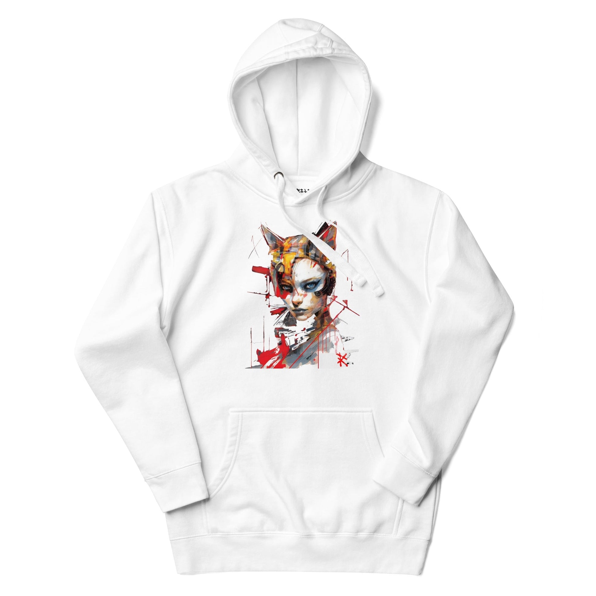 CAT GIRL Hoodie in White - Rarileto - Front View