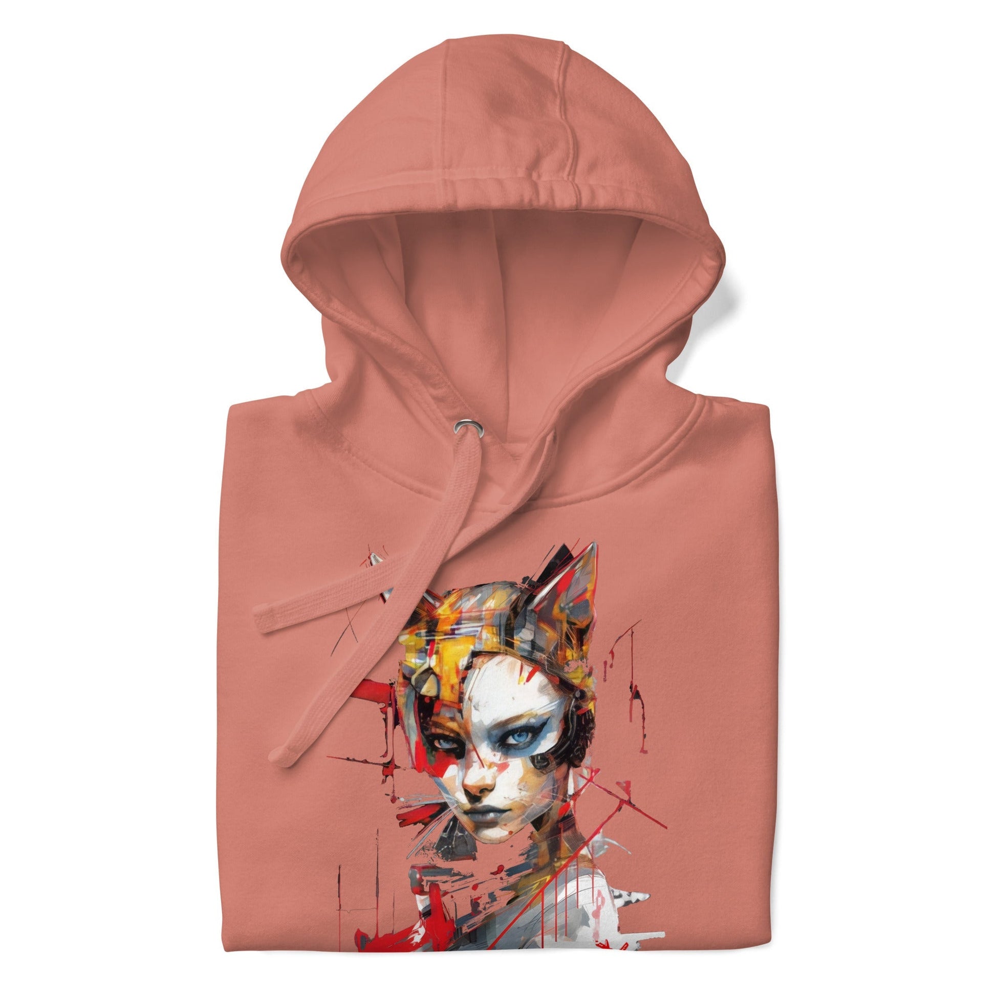 CAT GIRL Hoodie in Dusty Rose - Rarileto - Folded Front View