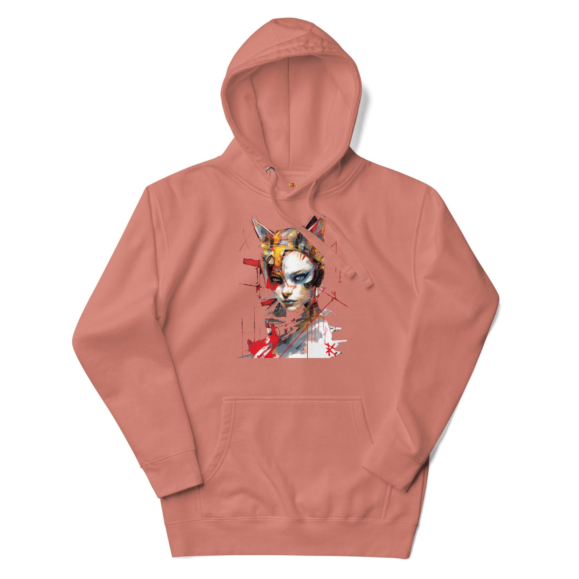 CAT GIRL Hoodie in Dusty Rose - Rarileto - Front View