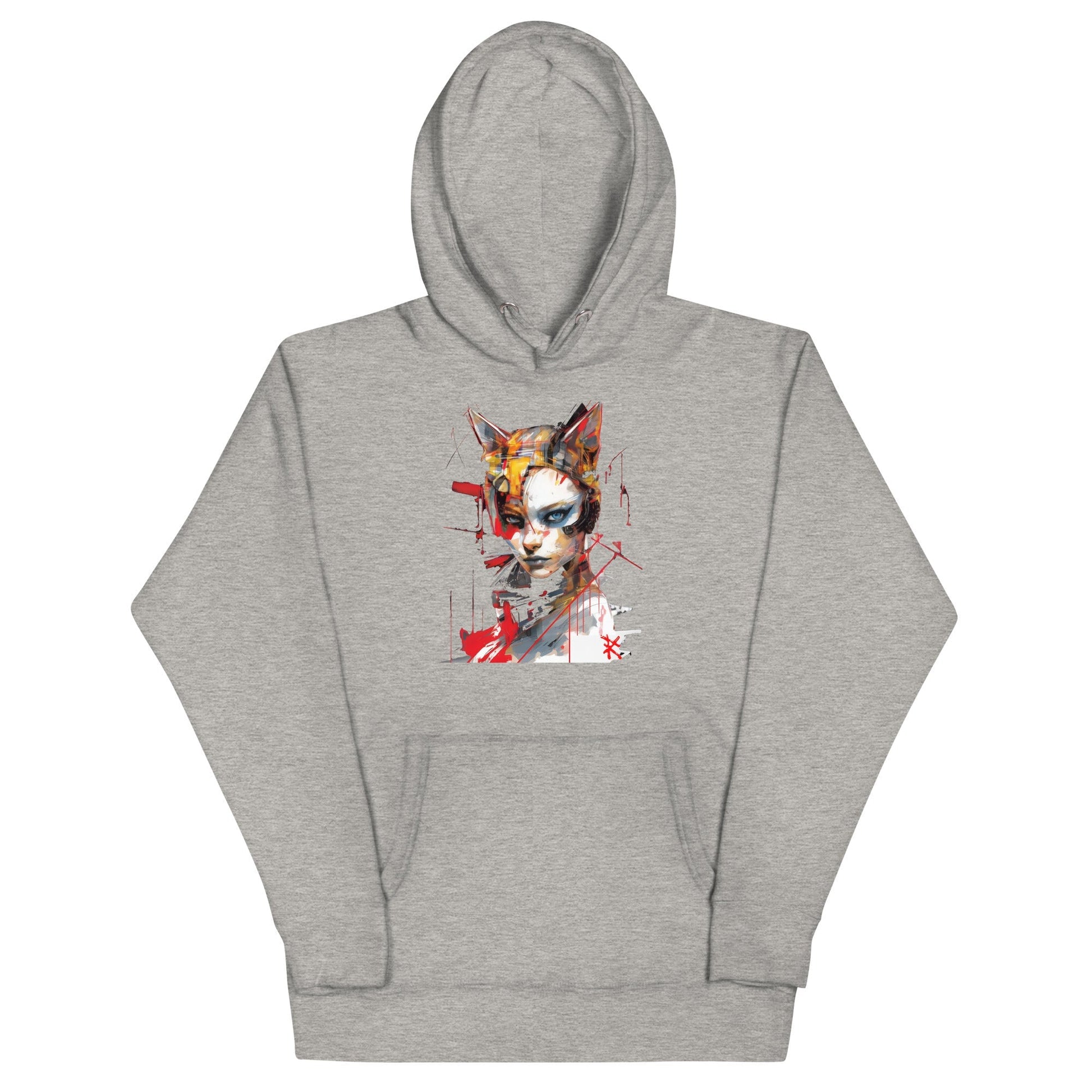 CAT GIRL Hoodie in Carbon Grey - Rarileto - Front View