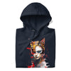 CAT GIRL Hoodie in Navy Blazer - Rarileto - Folded Front View