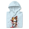 CAT GIRL Hoodie in Sky Blue - Rarileto - Folded Front View